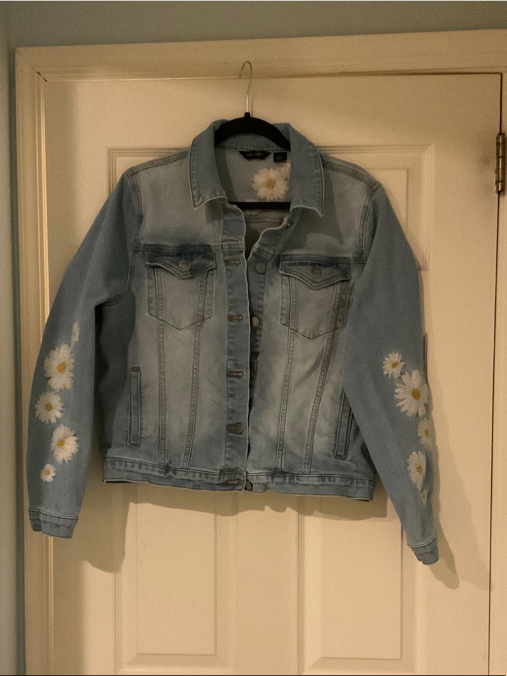 DRIFTWOOD  Blue Denim Jacket White Daisy Embroidery fairy artistry wear art